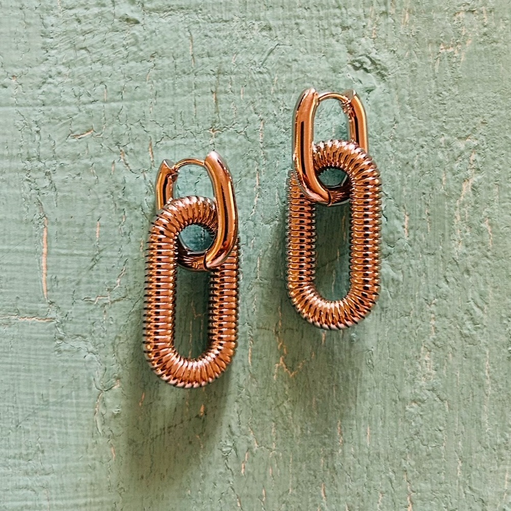 NWOT Handmade stainless steel double hoop earrings